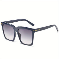 Square Frame Sunglasses Ombre Lens Glasses Rivet Decor Eyewear