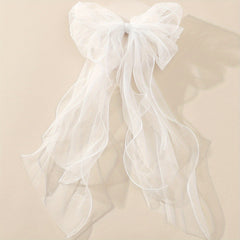 Bow Head Veil Ribbon Edge Veil Bridal Wedding Hair Accessories