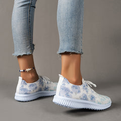 Floral Pattern Sneakers Women's Casual Low Top Running Trainers