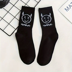 5 pairs Men's Funny Print Crew Socks for Basketball Sport Casual