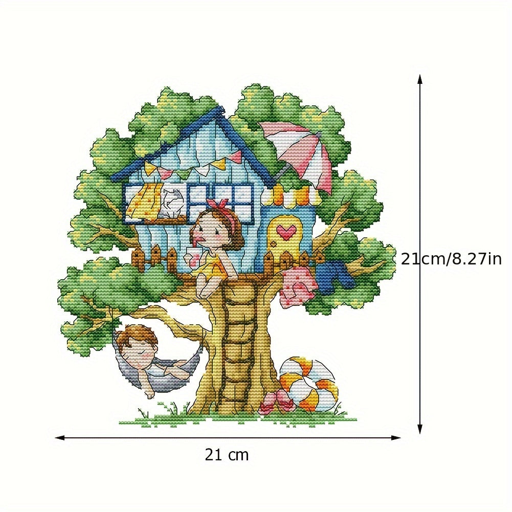 DIY Cross Stitch Kit Tree House Pattern Material Package