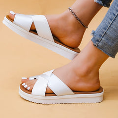Soft Thick Sole Sports Sandals Faux Leather Open Toe Non Slip Outdoor Slippers