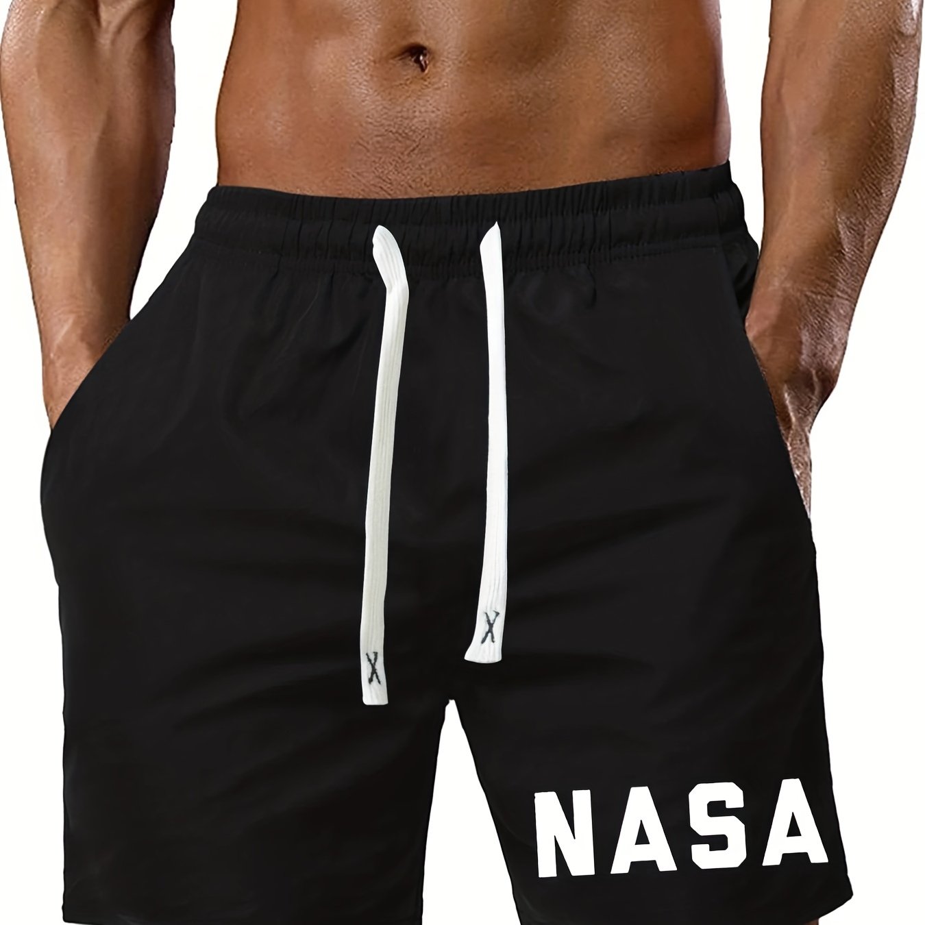 NASA Print Men's Drawstring Waistband Shorts Summer Clothing