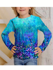 Magic Forest Long Sleeve T shirt 3D Print Tees for Girls
