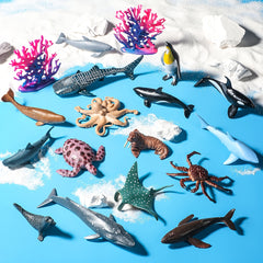 18pcs Ocean Animal Educational Toy Models Cake Decoration Aquarium Decor