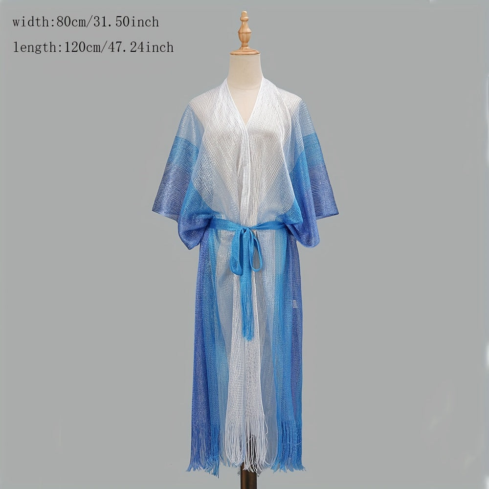 Gradient Block Large Shawl Bikini Swimsuit Sunscreen Cover Up