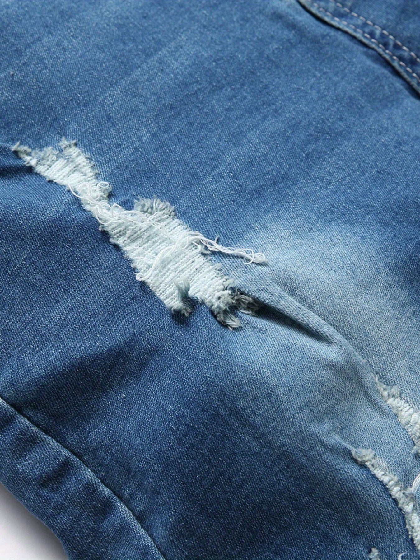 Men's Ripped Denim Shorts With Pockets