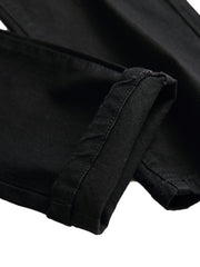 Men's Solid Stretch Slim Ripped Jeans