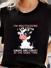 Cow Print Short-Sleeve T-Shirt for Women