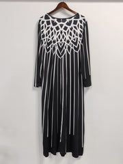Casual Dress Women's Plus Print Long Sleeve Round Neck S