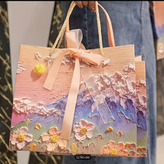 2pcs 3D Pink Gift Bags - Art Painting Style - Women Shopping Part
