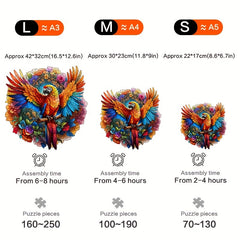 Parrot Wooden Jigsaw Puzzle Irregular Animal Shape Toy