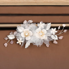 Crystal Flower Leaf Bridal Hair Clip Headband Wedding Hair Accessories