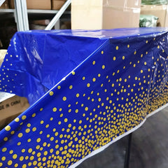 Navy Plastic Tablecloth Golden Dot TableCover Confetti Dark Table Wedding Party