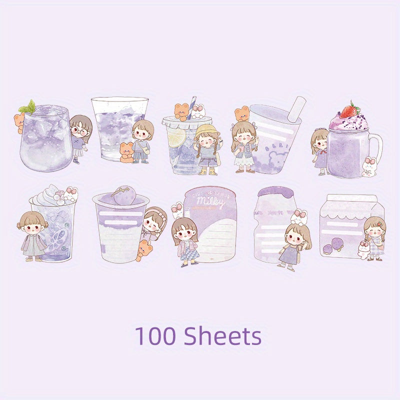 100 Sheets Cartoon Note Paper for Student Handbooks and Decorations