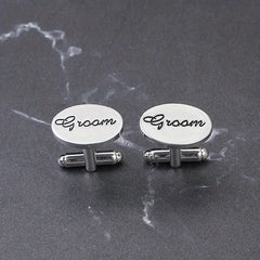 2pcs Men's Letter Pattern Groom Cufflinks Buttons
