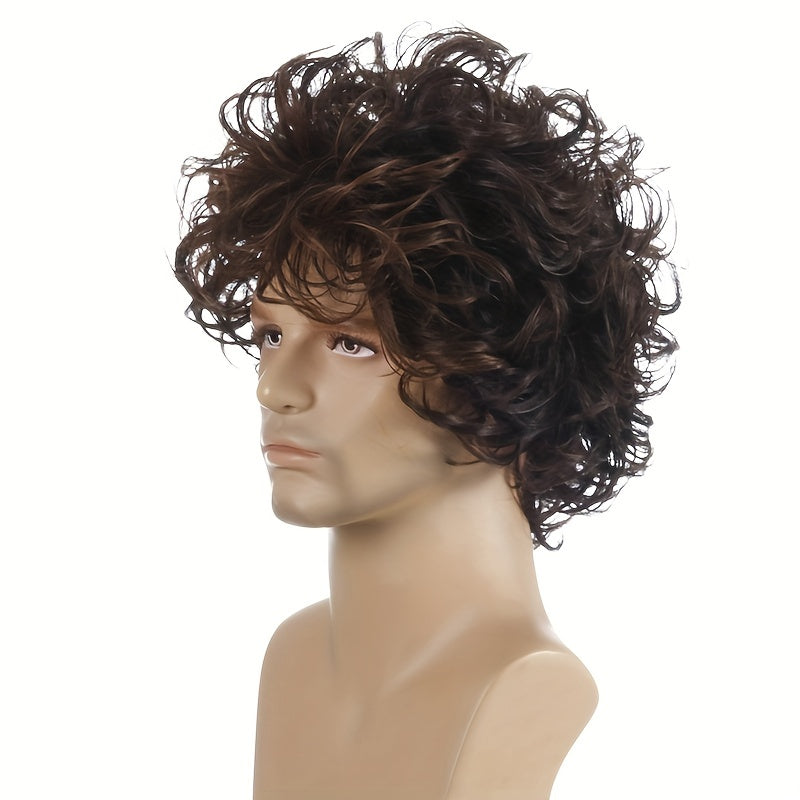Curly Synthetic Short Hair Men's Wig for Parties