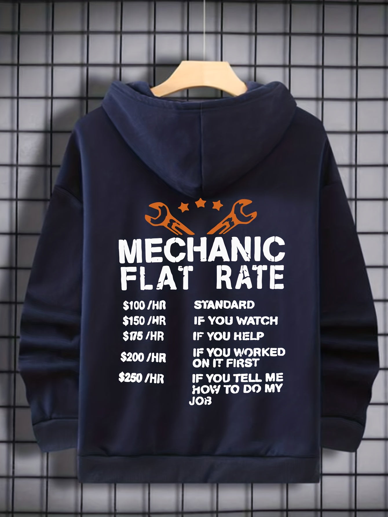 Mechanic Flat Rate Men's Graphic Hoodie Autumn Winter