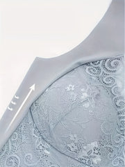 3pcs Lace Decor Wirefree Sports Bra V Neck Bras For Women