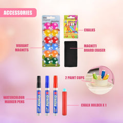 Double Sided Magnetic Drawing Board Easel Colour Chalk Pink