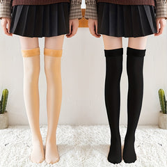 2 Pairs Plush Lined Over The Knee Socks