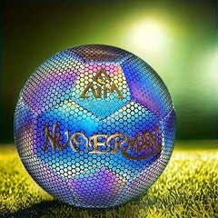 PU Reflective 5 Soccer Ball Indoor And Outdoor Turf Training Match