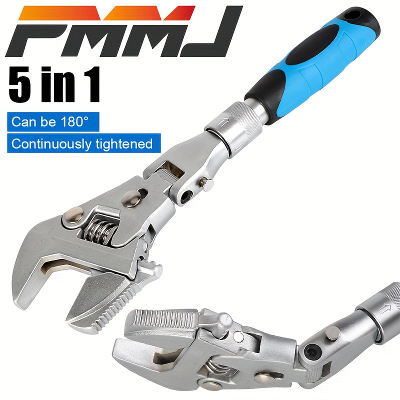 Adjustable Ratcheting Wrench 180 Degree Folding 5-in-1 Torque Wrench
