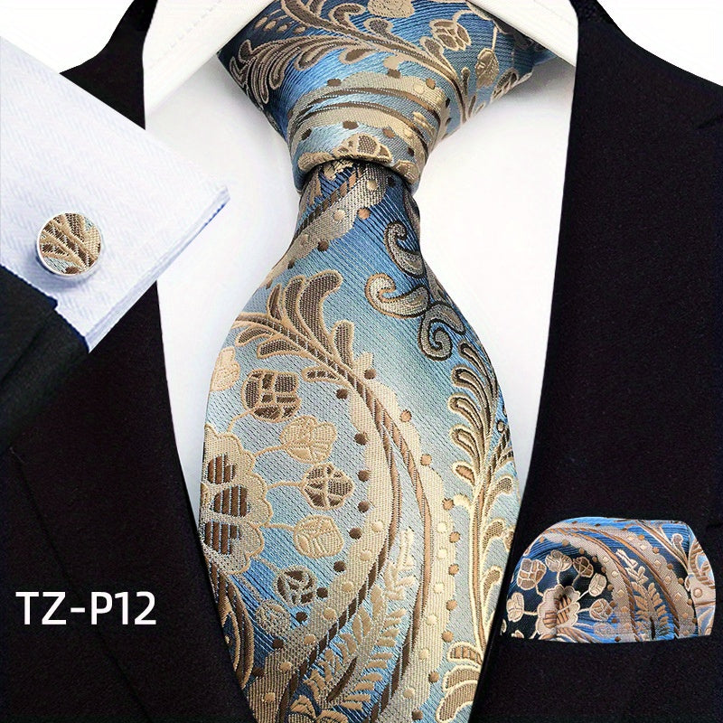 Men's Tie Pocket Square Cufflinks Business Tie Set