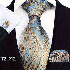 Men's Tie Pocket Square Cufflinks Business Tie Set