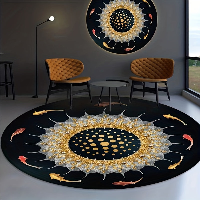 Round Floral Bohemian Floor Mat for Home Decor