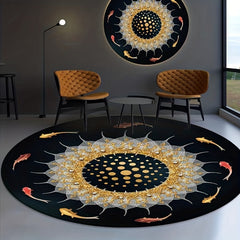 Round Floral Bohemian Floor Mat for Home Decor