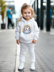 Chubby Unicorn Print Hoodies Pants Set for Kids