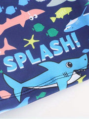 Boys Shark Swim Set - Trunks, Top & Cap - Beach Vacation Clothes