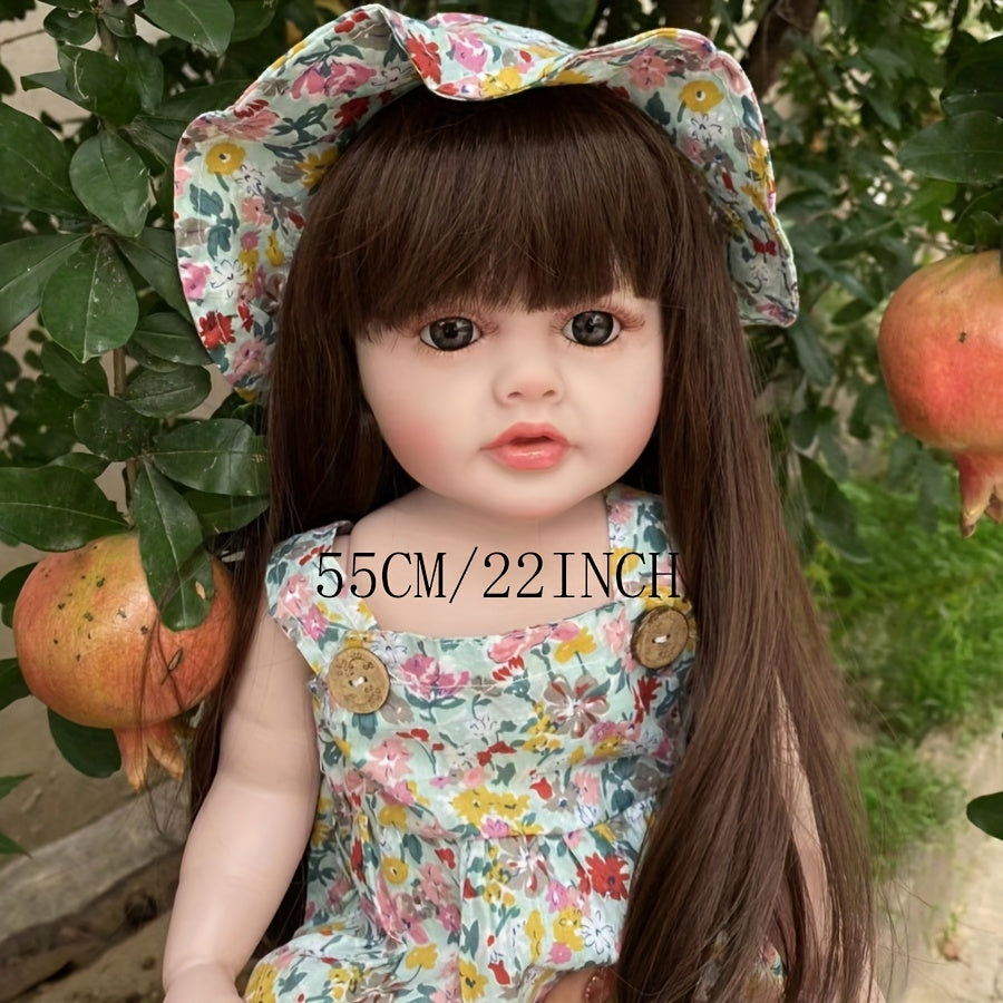 BZDOLL Soft Silicone Reborn Baby Girl Doll Toy 22 Inch Lifelike Princess Toddler