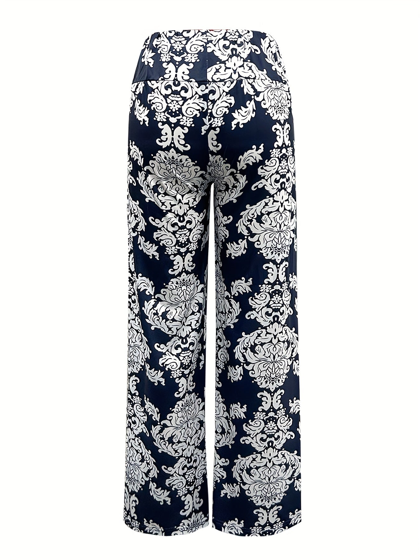 Ethnic Print Straight Leg Pants Mid Waist Casual Pants