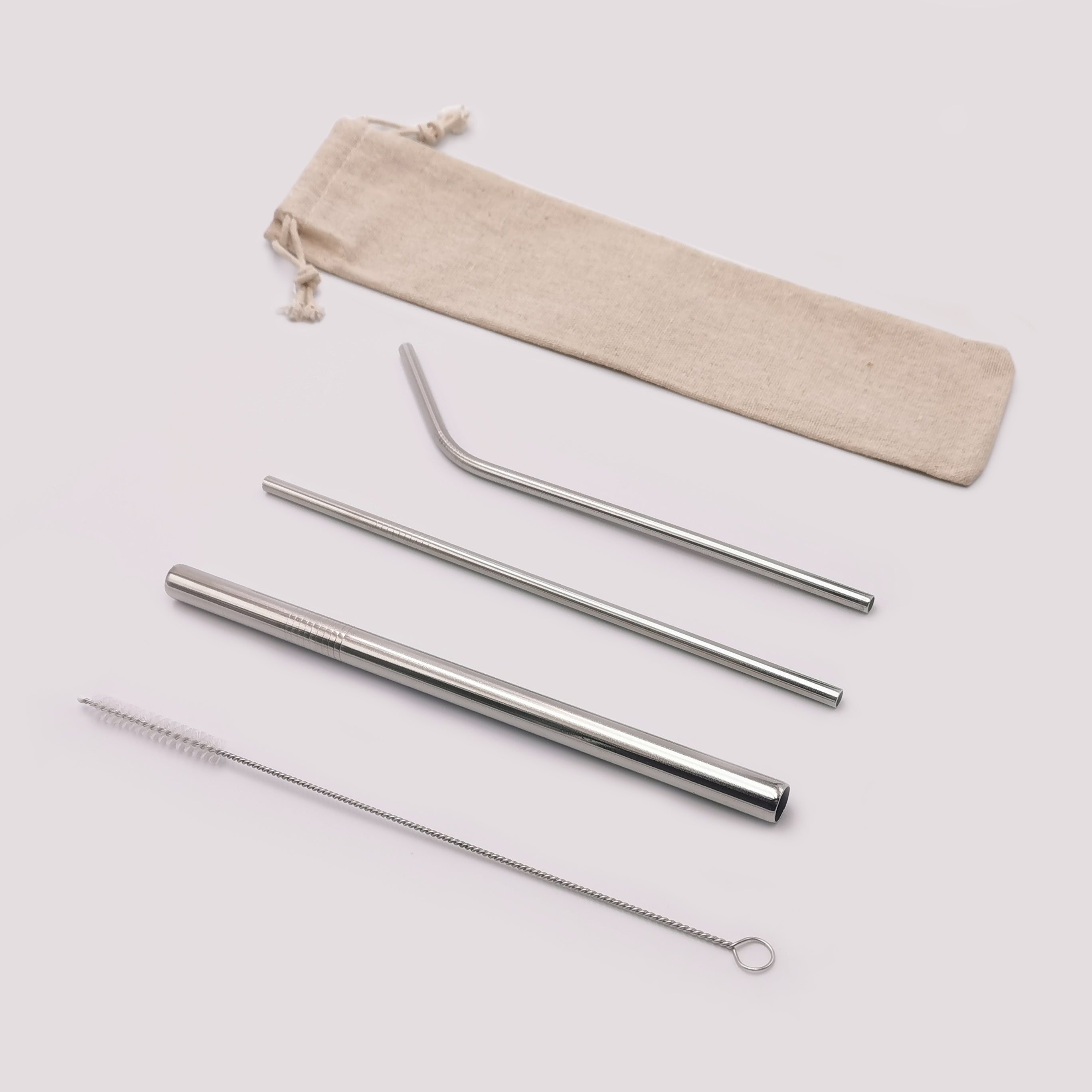 3pcs Reusable Stainless Steel Straw Spoons With Brush
