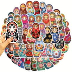 50pcs Matryoshka Doll Series Stickers Waterproof DIY Journal St