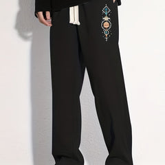 Planet Graphic Pattern Joggers Men's Casual Loose Fit Drawstring Pants