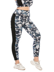 Colorblock Spaceship Print Yoga Sports Leggings Plus Size