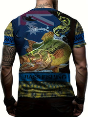 Fish Print Men's Short Sleeve T-shirt Graphic Tee Summer Clothes
