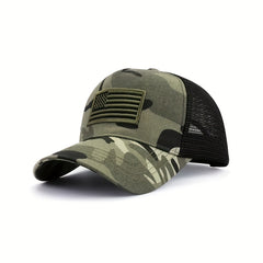 Men's American Flag Camo Mesh Cap for Outdoor Wear