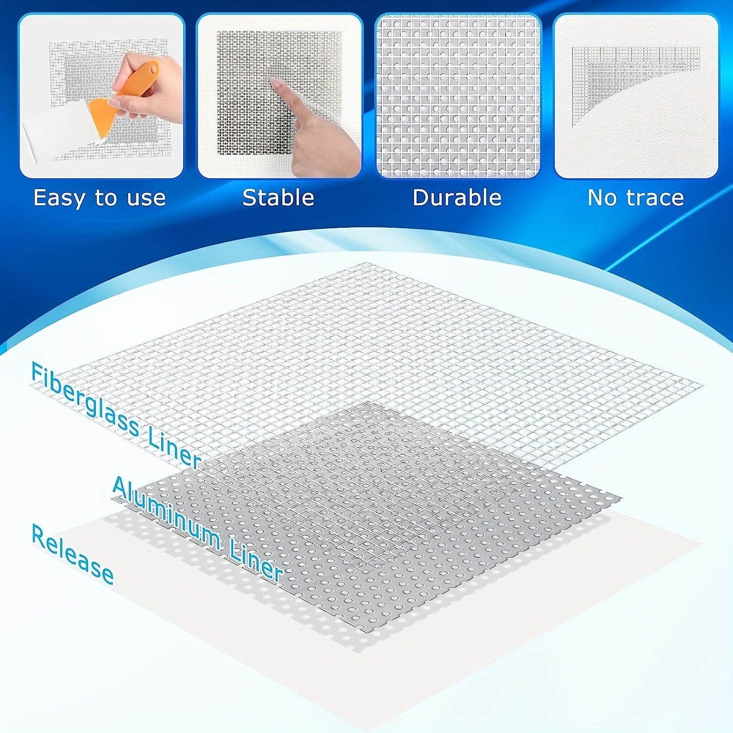 7pcs Wall Repair Patch Kit Dry Wall Hole Metal Patch Extended Self Adhesive Mesh