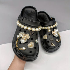 13pcs Shoe Accessories Set with Various Styles and Golden Chains