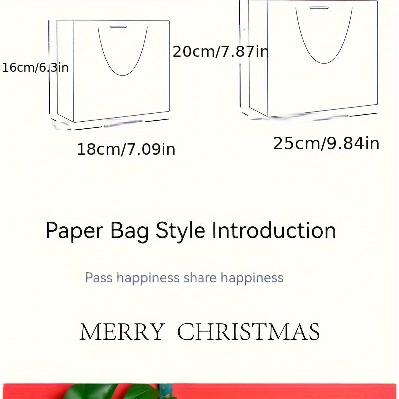 2pcs Portable Christmas Gift Bags With Handles Ribbons Cards