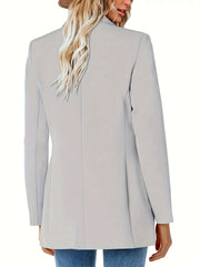 Basic Blazer Women's Plus Solid Long Sleeve Lapel Collar Workwear Blaz