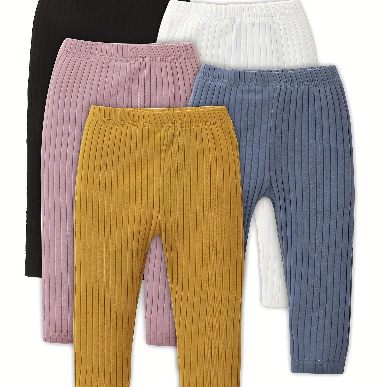 5pcs Unisex Baby Ribbed Knit Leggings