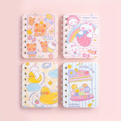 4pcs Cartoon Coil Notebook 80 Sheets Each Portable Notepad Horizontal Line