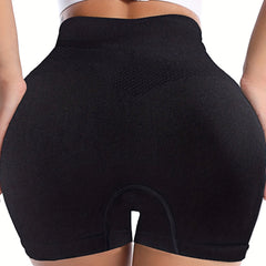 High Rise Seamless Fitness Shorts Solid Stretchy Biker Shorts