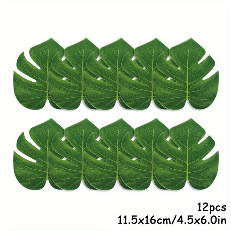 12pcs Tropical Palm Leaves for Summer Parties & Home Decor