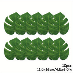 12pcs Tropical Palm Leaves for Summer Parties & Home Decor